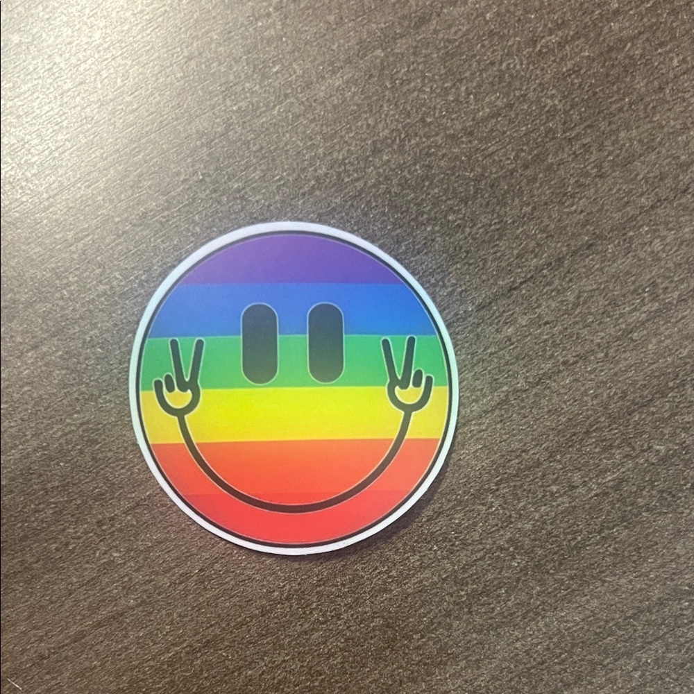4/$10 Rainbow Peace Sign Smiley Sticker